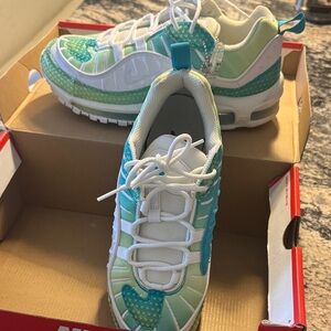 Nike White and Teal Athletic Shoes